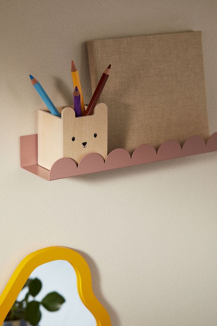 Pink Metal Wall Shelf β Scalloped Edge Design