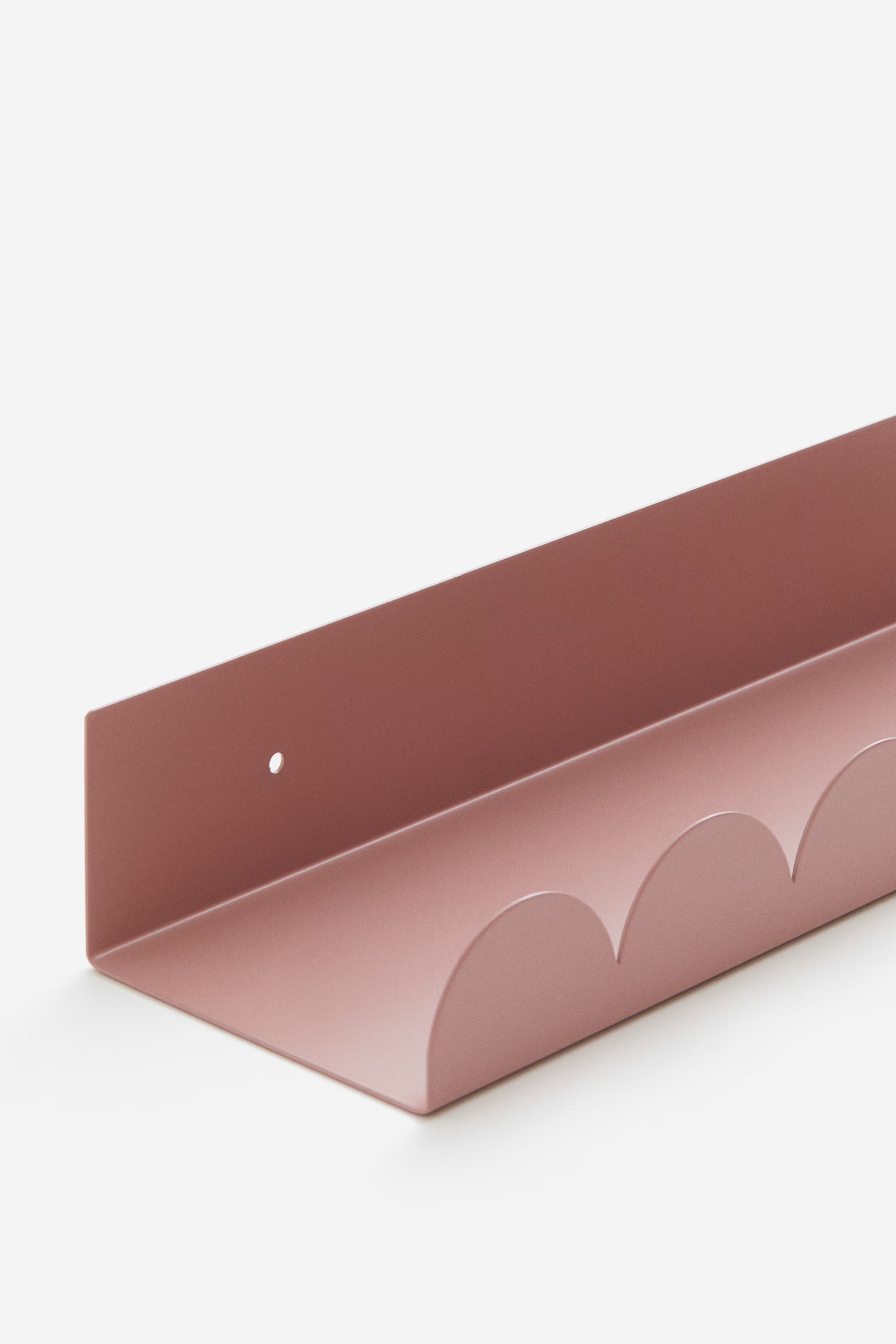Pink Metal Wall Shelf β Scalloped Edge Design