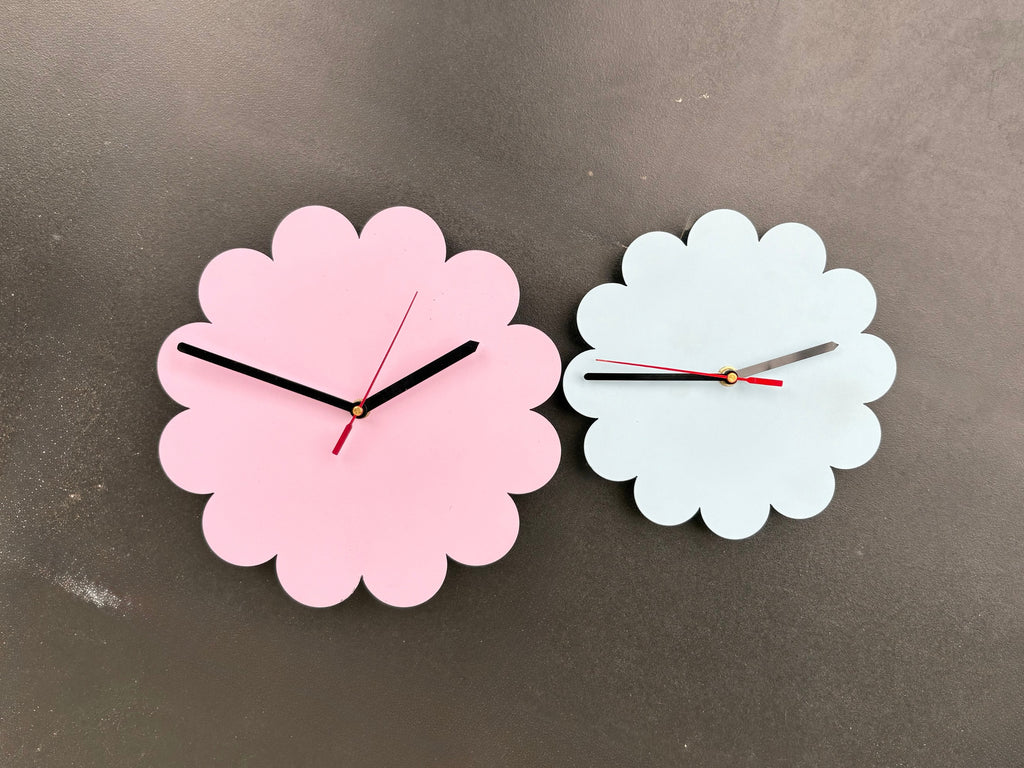 Powder Blue Scallop Wall Clock/ Petal Clock